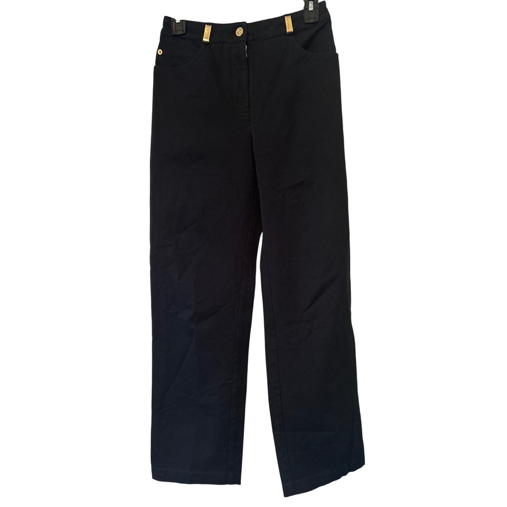 St John Sport by Marie Gray Womens Black‎ Wide Leg Pants Size 6. 28" waistband